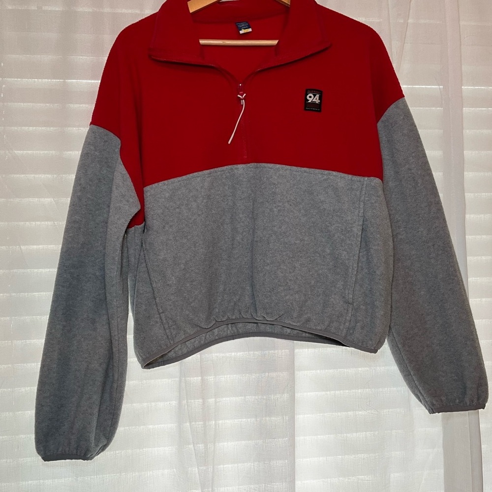 Old Navy Red and Gray Women's Quarter-Zip Sweatshirt